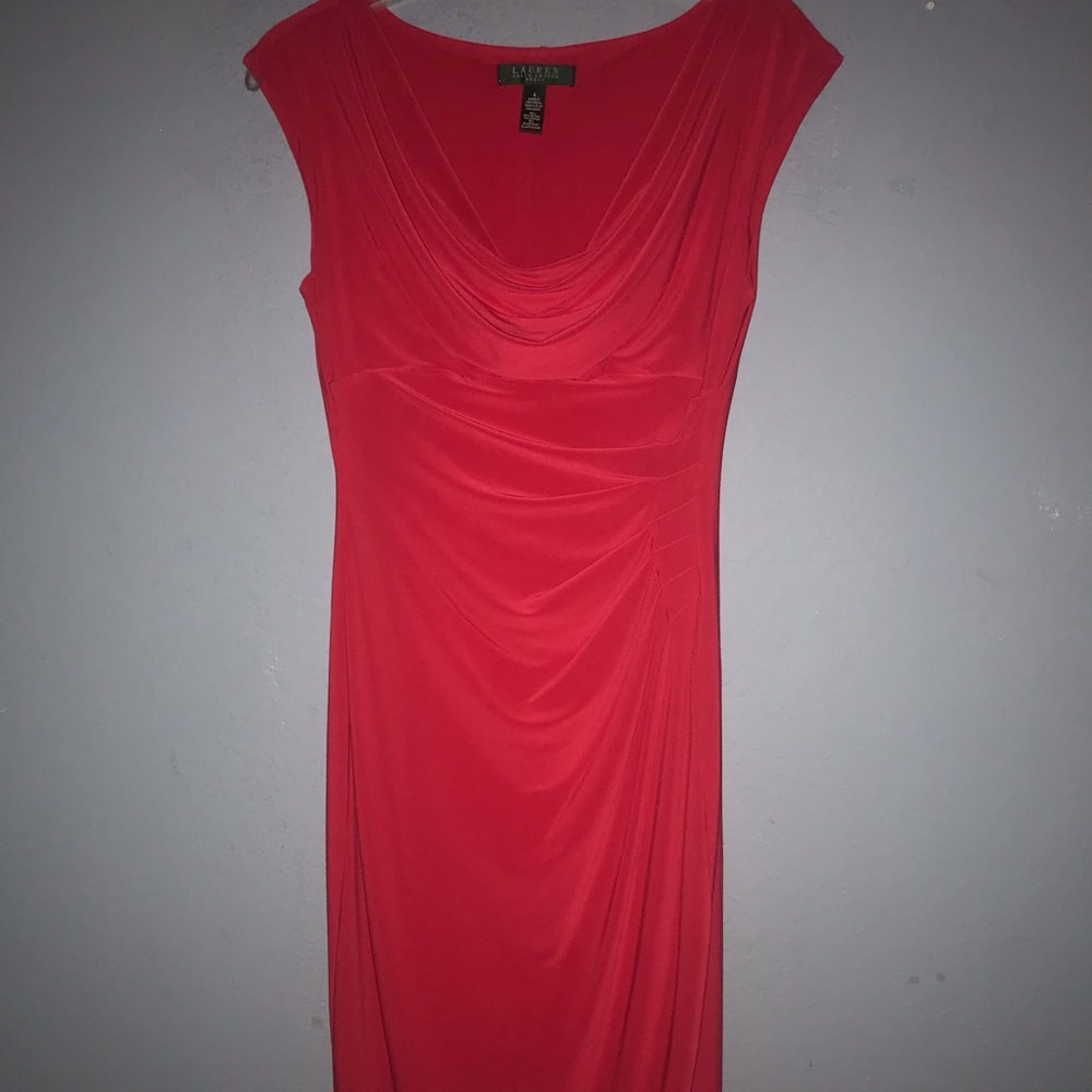 Ralph Lauren stunning red ruched dress/SZ 4/new